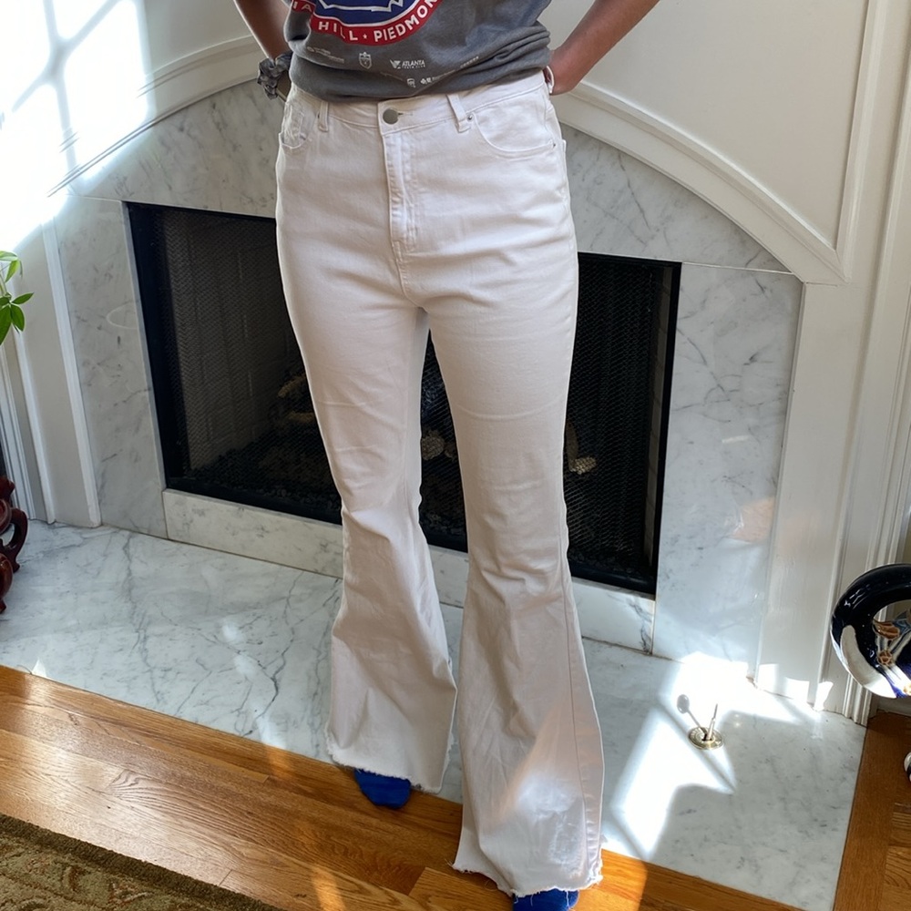 High Waisted Denim Flare Bottom